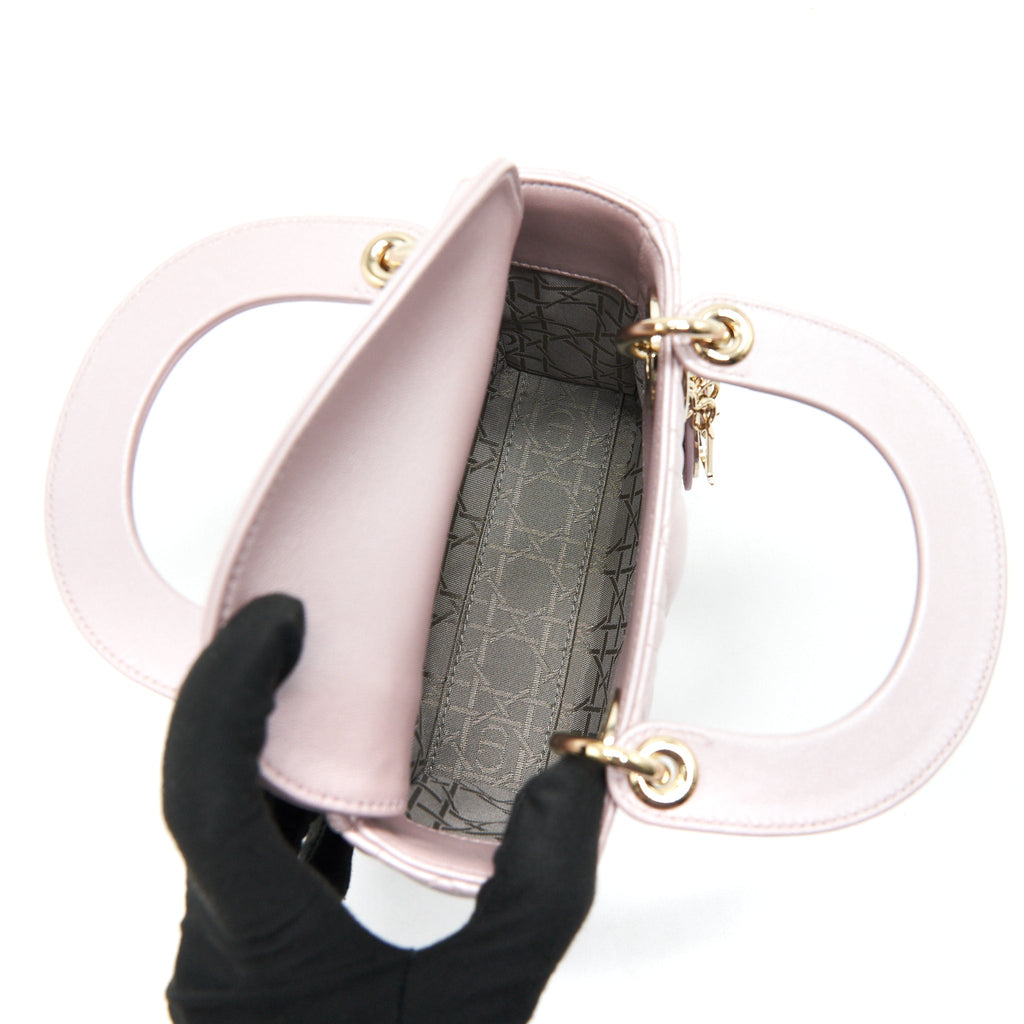 DIOR LADY DIOR MINI TOTE BAG PINK WITH LGHW