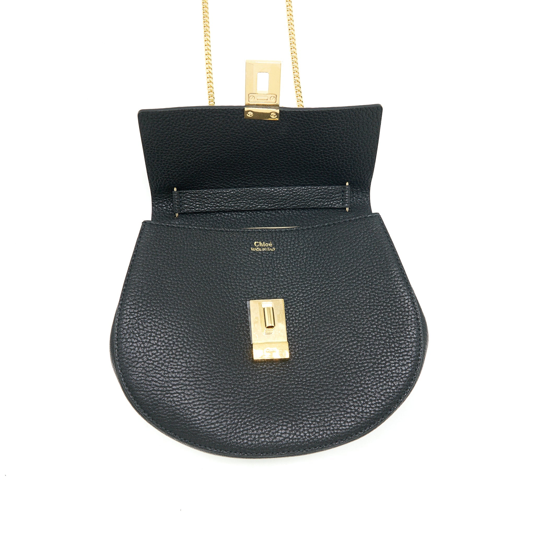 CHLOE DREW SHOULDER BAG GRAINED CALFSKIN BLACK GHW