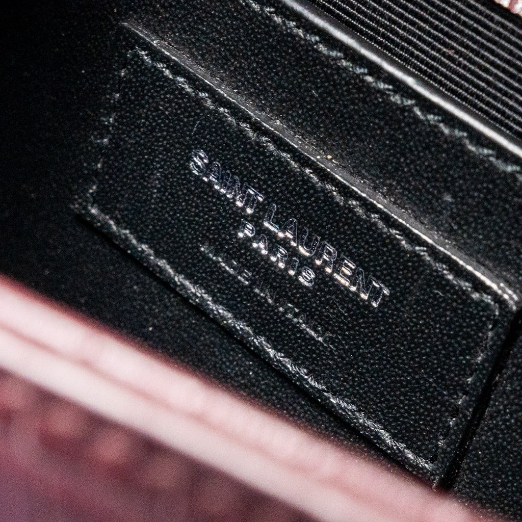 SAINT LAURENT/YSL KATE BAG CROC EMBOSSED CALFSKIN BURGUNDY SHW