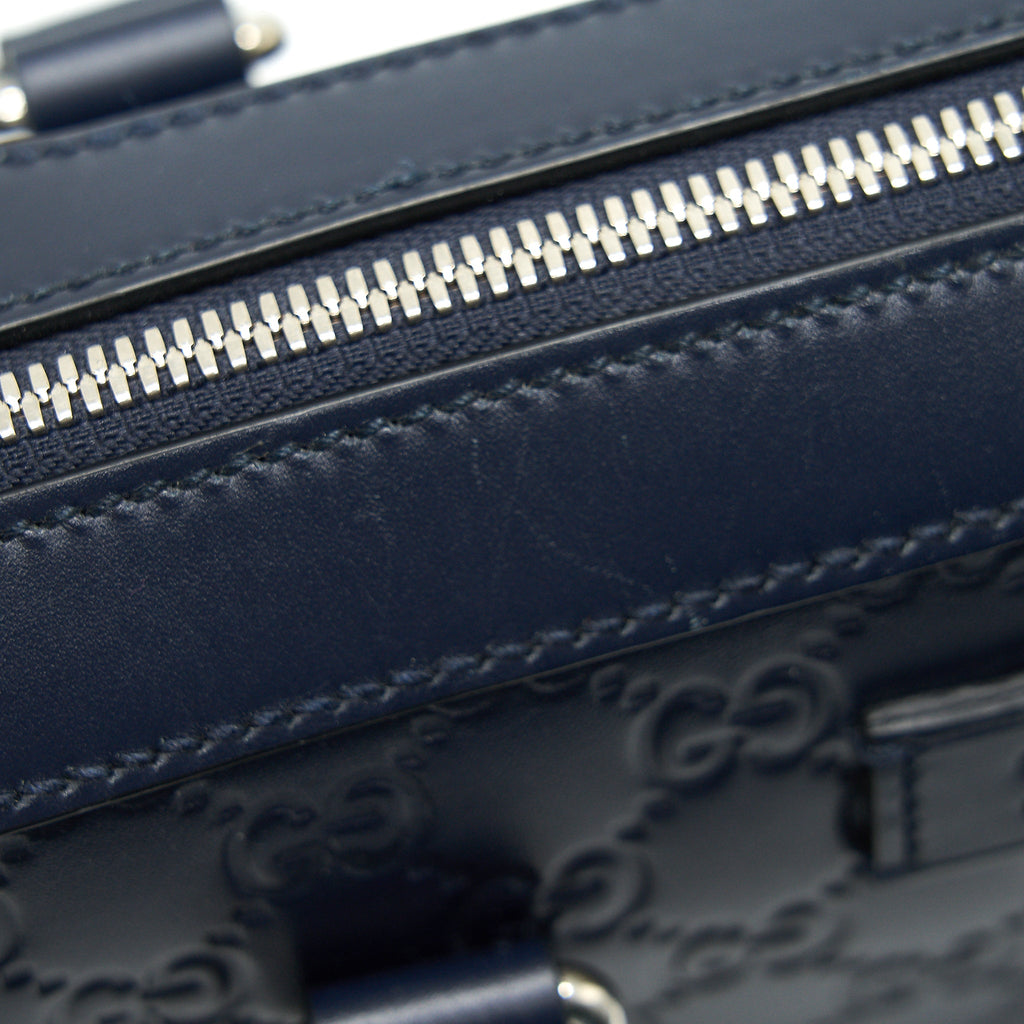 GUCCI MEN'S LEATHER BRIEFCASE NAVY