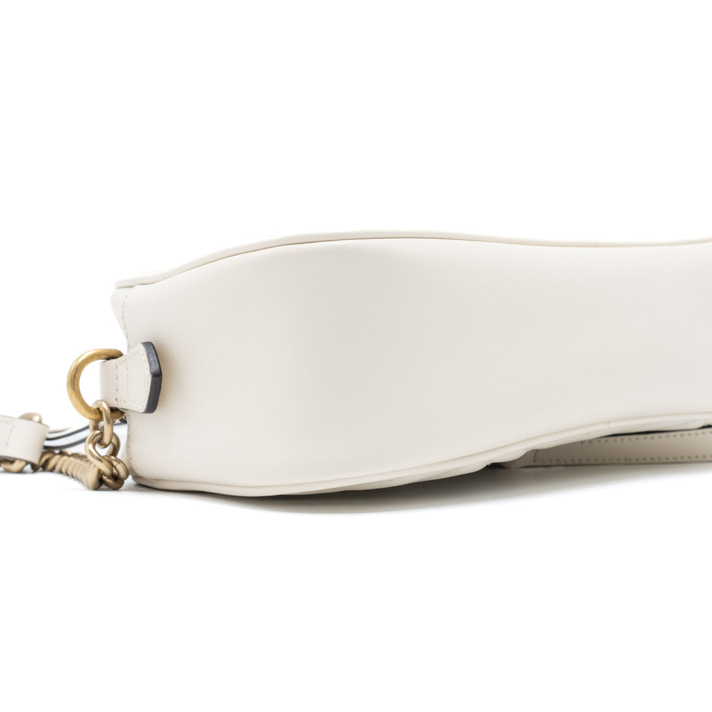 GUCCI GG MARMONT CAMERA SHOULDER BAG CALFSKIN WHITE GHW