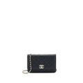 CHANEL 23C GIANT CC LOGO WALLET ON CHAIN CAVIAR BLACK LGHW (MICROCHIP)