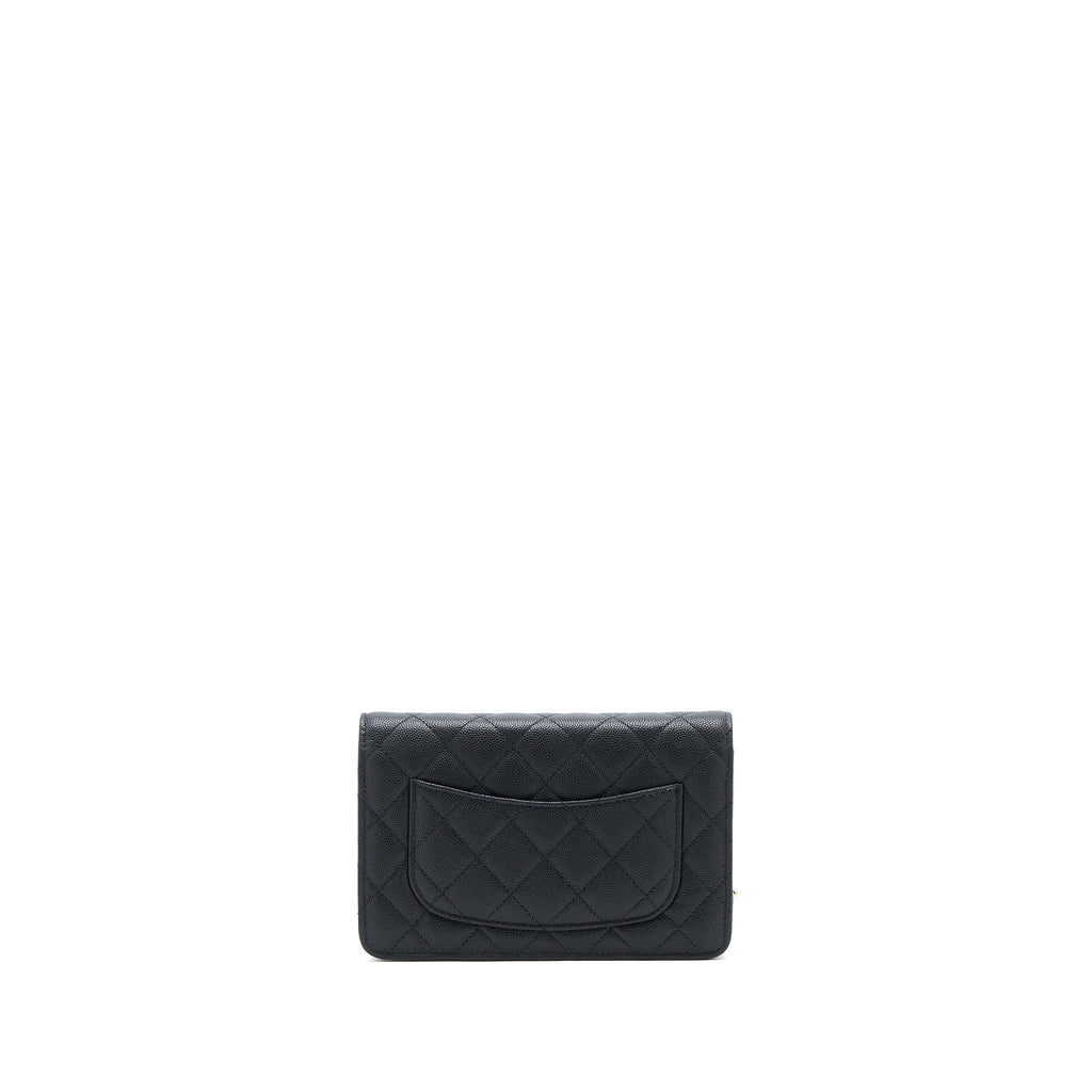 CHANEL 23C GIANT CC LOGO WALLET ON CHAIN CAVIAR BLACK LGHW (MICROCHIP)