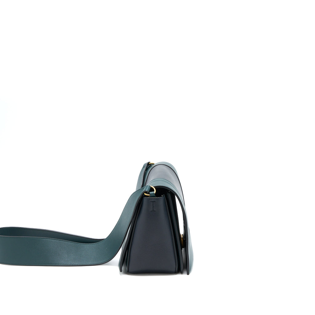 CELINE FRAME BAG CALFSKIN NAVY/DARK GREEN GHW