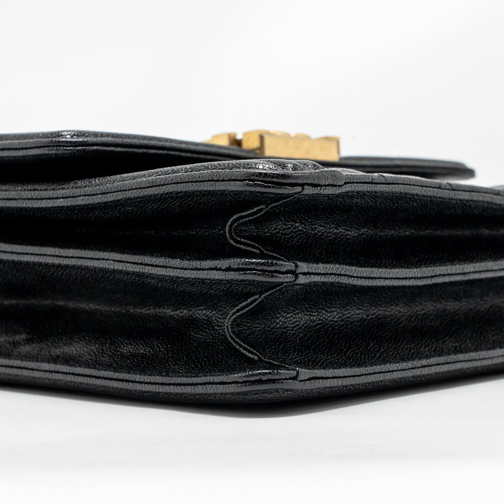 CHANEL NORTH SOUTH/VERTICAL BOY BAG CAVIAR BLACK GHW