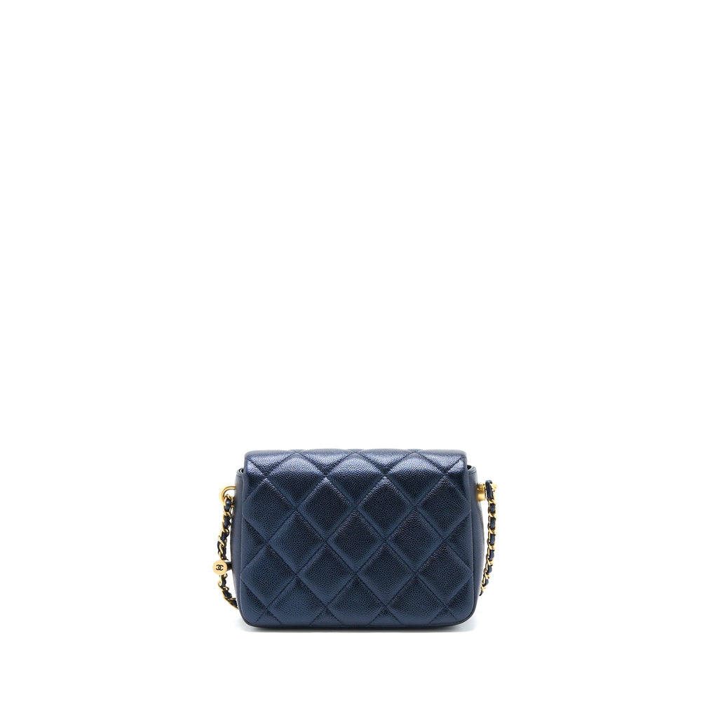 CHANEL 21K MY PERFECT MINI FLAP BAG CAVIAR BLACK BRUSHED GHW (MICROCHIP)