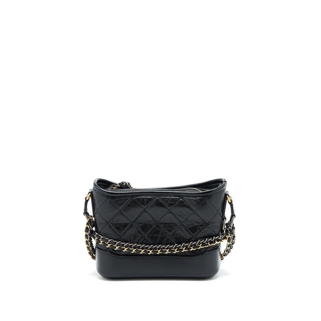CHANEL SMALL GABRIELLE HOBO BAG AGED CALFSKIN BLACK MULTICOLOUR HARDWARE