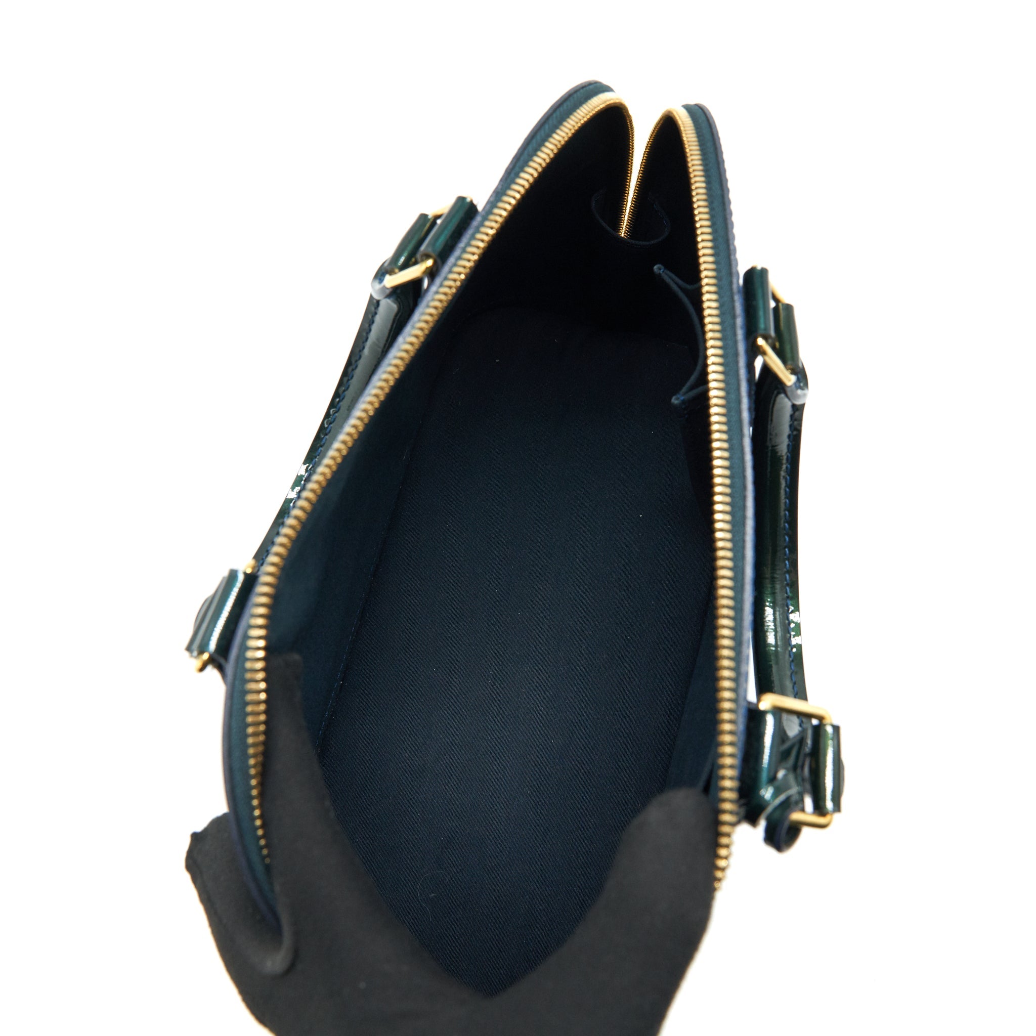 LOUIS VUITTON ALMA PM IN PATENT FORREST GREEN