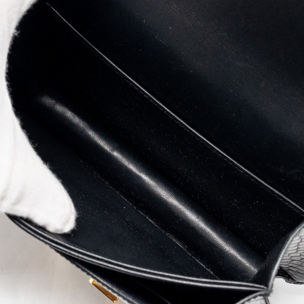 HERMES MINI CONSTANCE ALLIGATOR MISSISSIPPIENSIS SHINY BLACK GHW