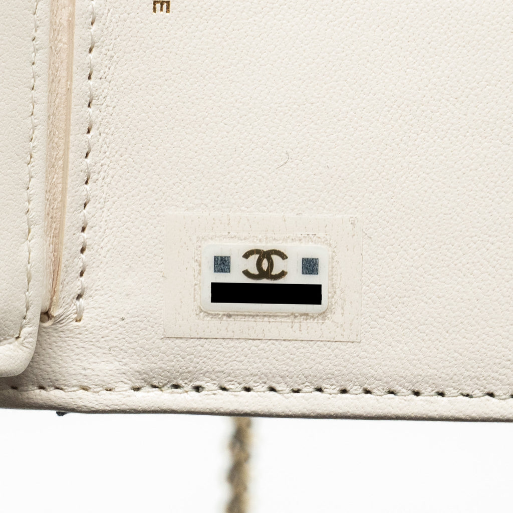 CHANEL MINI BOOK CARD HOLDER WITH CHAIN LAMBSKIN BLACK LGHW (MICROCHIP)