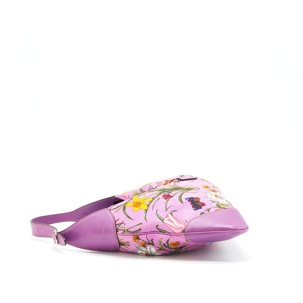 GUCCI FLORA JACKIE BAG CANVAS AND LEATHER MULTICOLOUR GHW