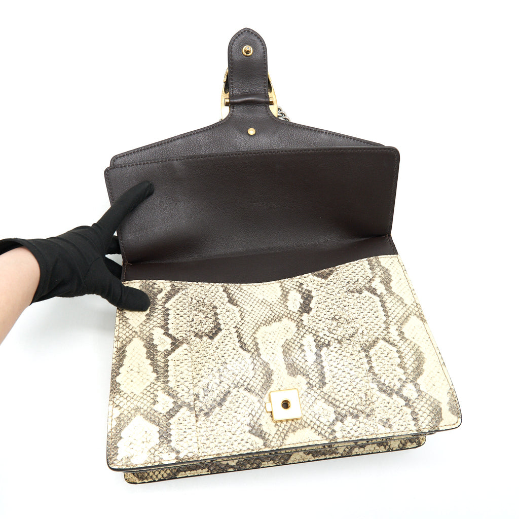GUCCI DIONYSUS PYTHON MEDIUM SHOULDER BAG IN BEIGE
