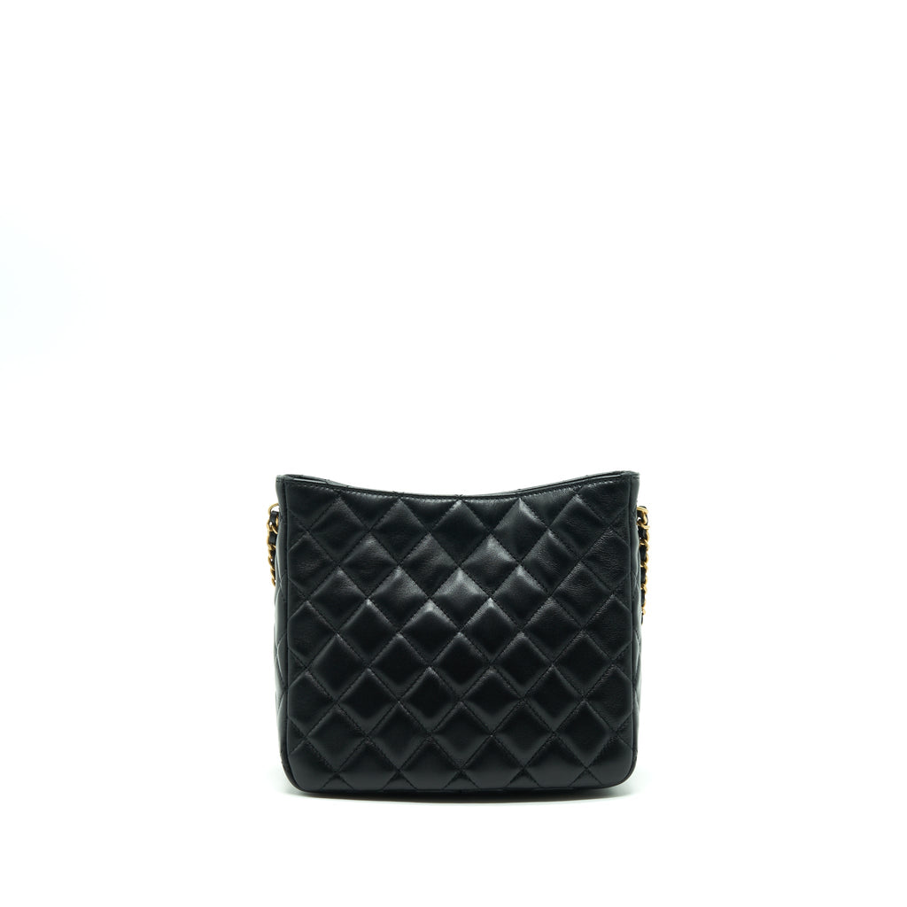 CHANEL 22S PEARL CRUSH HOBO BAG LAMBSKIN BLACK GHW (MICROCHIP)