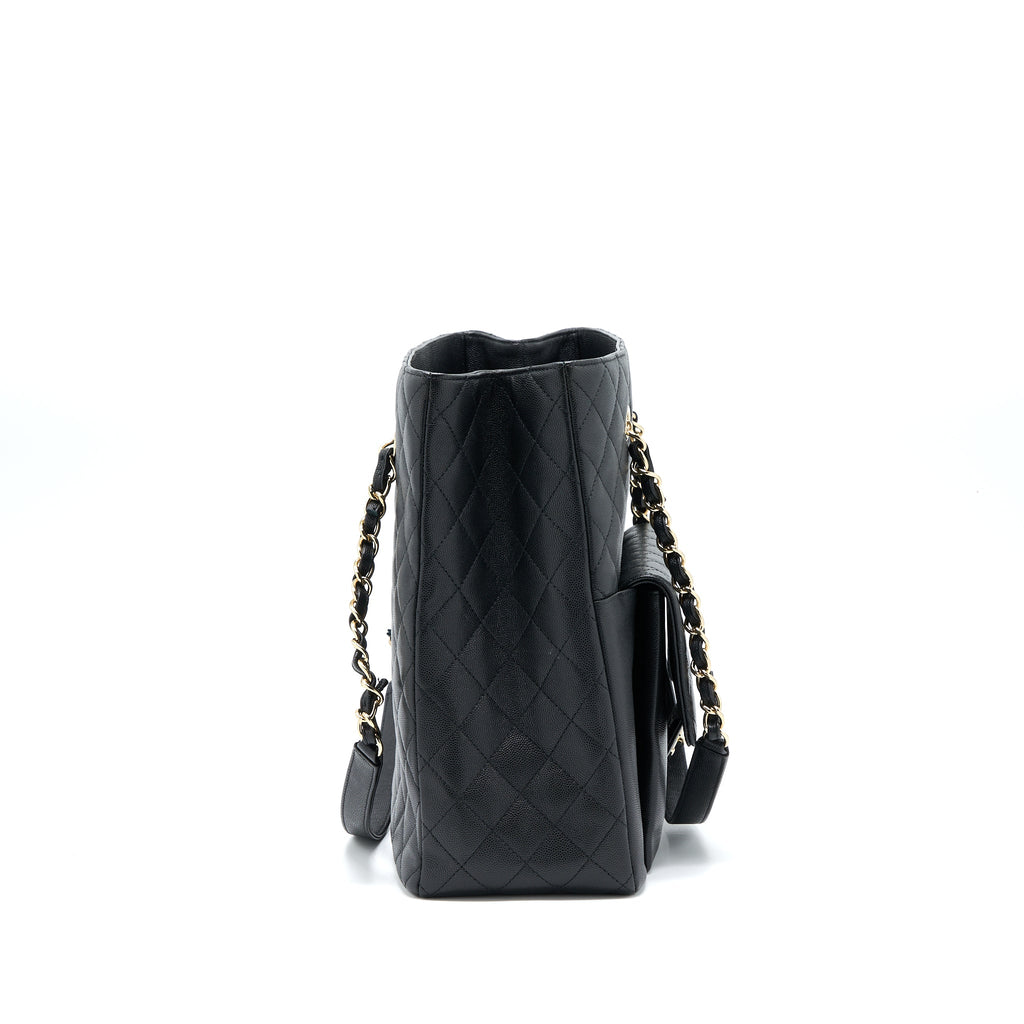 CHANEL 19C LARGE SHOPPING TOTE BAG CAVIAR BLACK LGHW