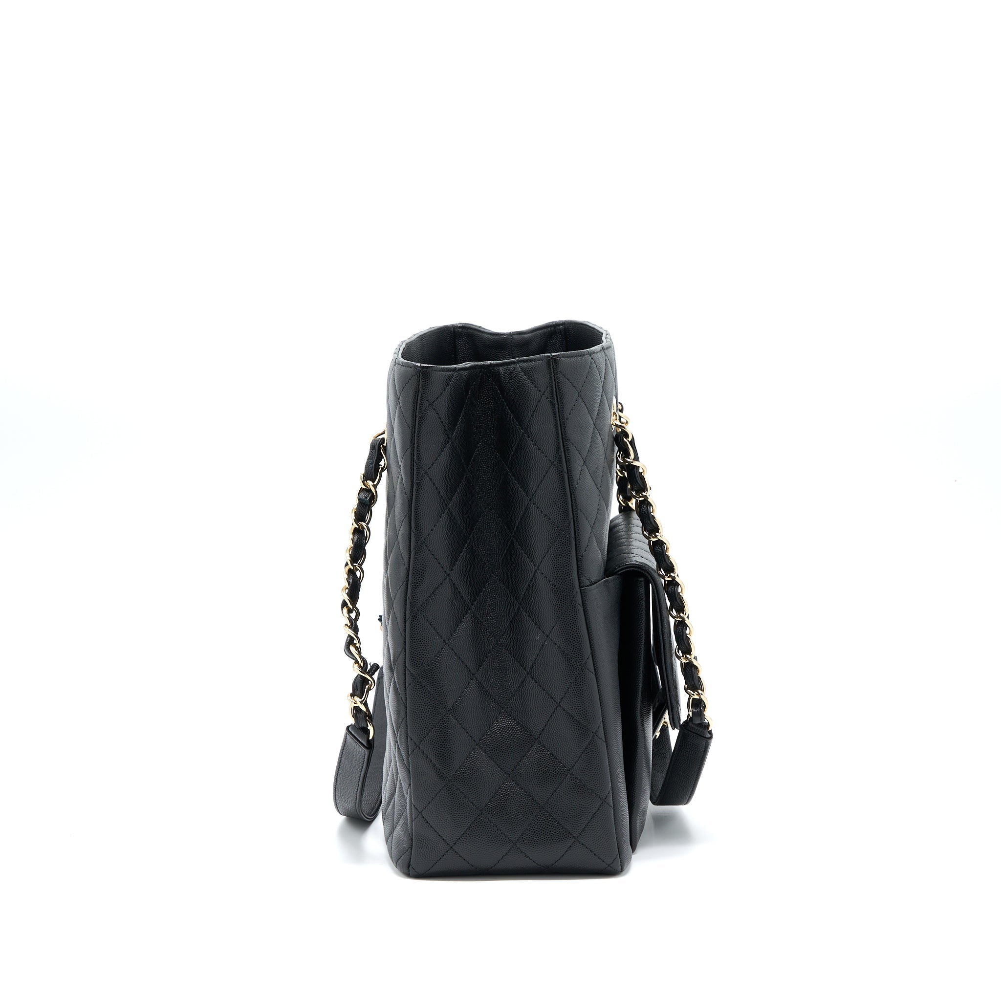 CHANEL 19C LARGE SHOPPING TOTE BAG CAVIAR BLACK LGHW