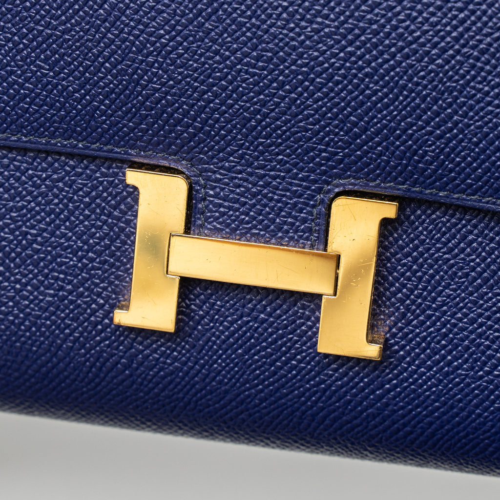 HERMES CONSTANCE LONG WALLET EPSOM BLUE GHW