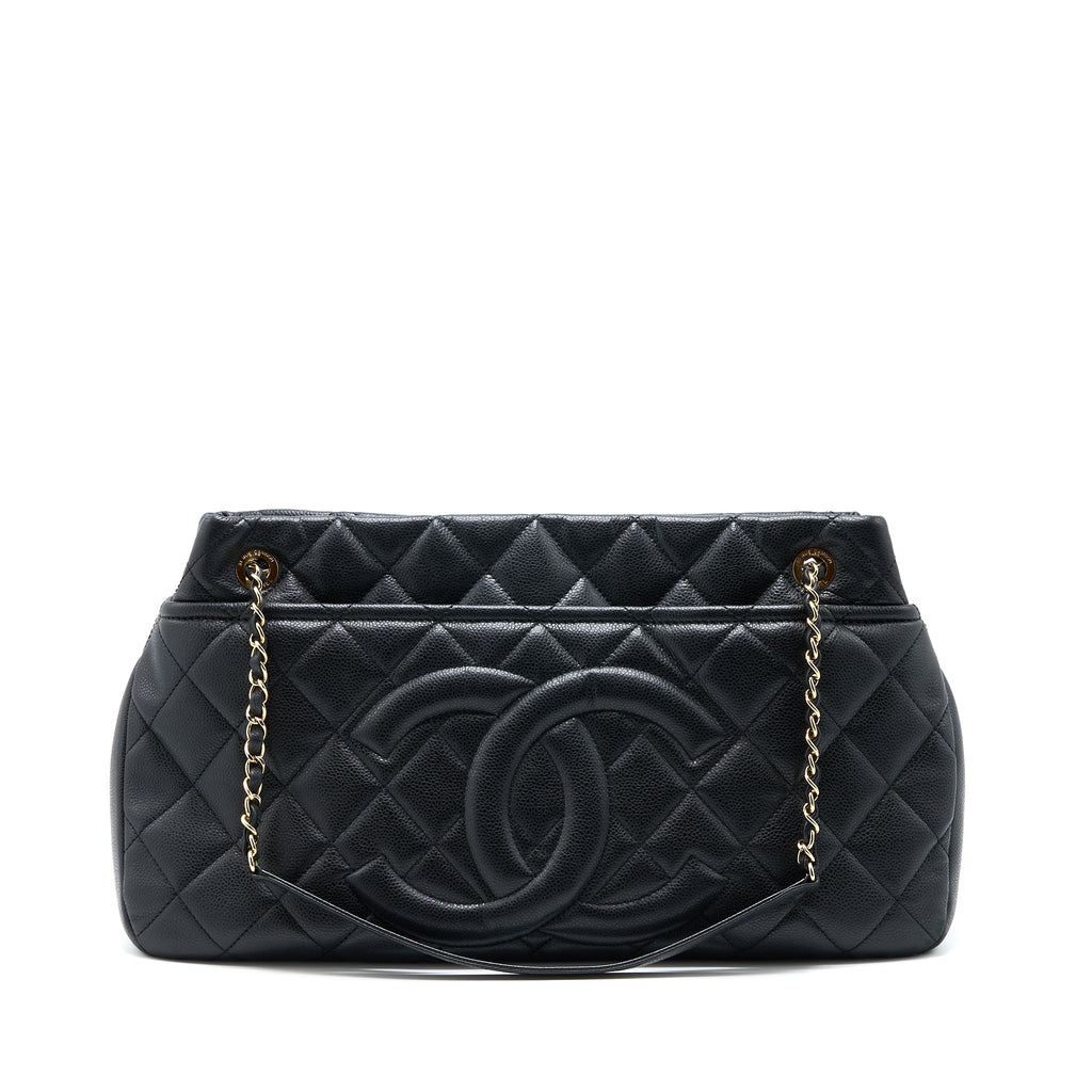 CHANEL MATELASSE CHAIN TOTE BAG CAVIAR BLACK GHW