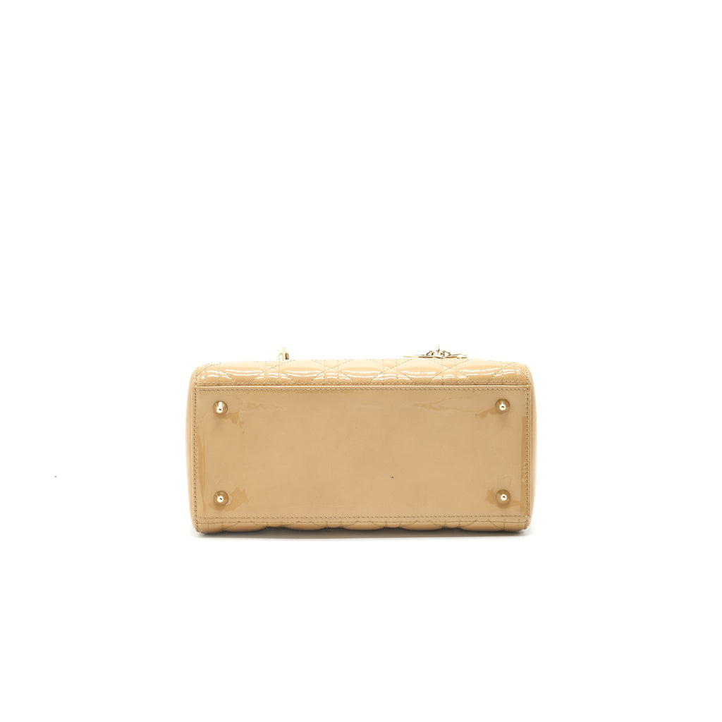 CHRISTIAN DIOR MEDIUM LADY DIOR PATENT LEATHER BEIGE GHW