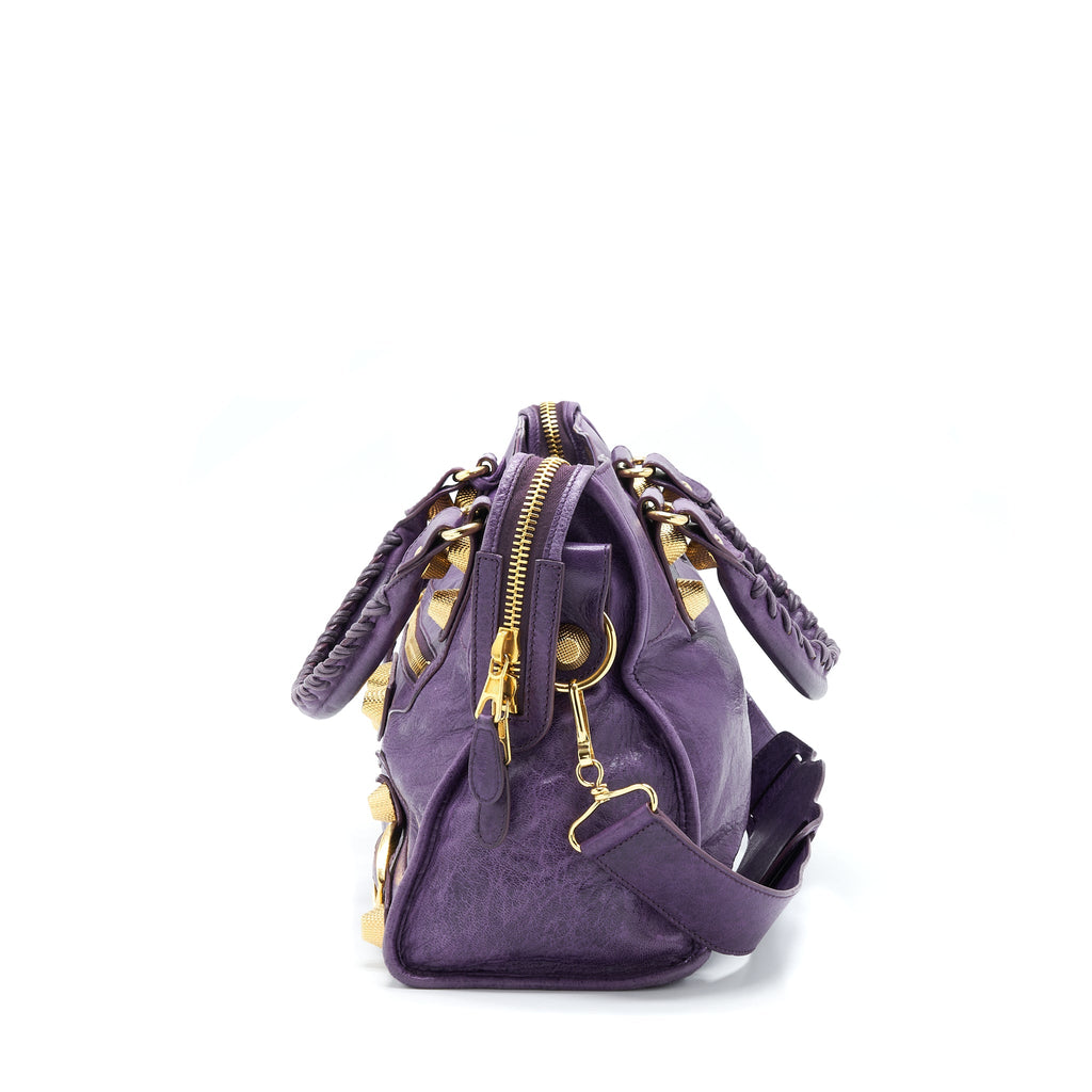 BALENCIAGA GIANT CITY BAG PURPLE GHW