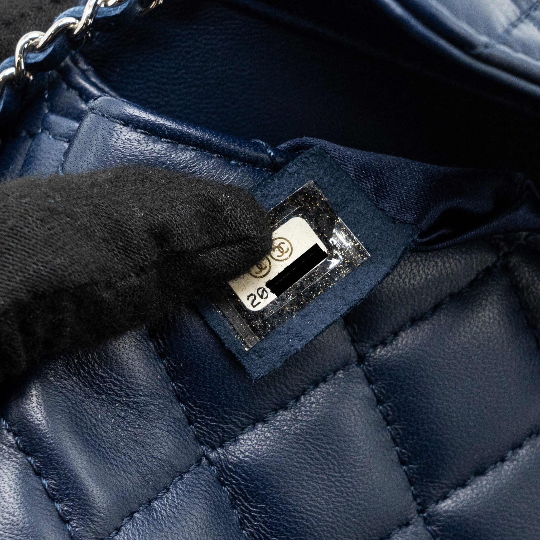 CHANEL QUILTED LONG FLAP BAG LAMBSKIN DARK BLUE SHW