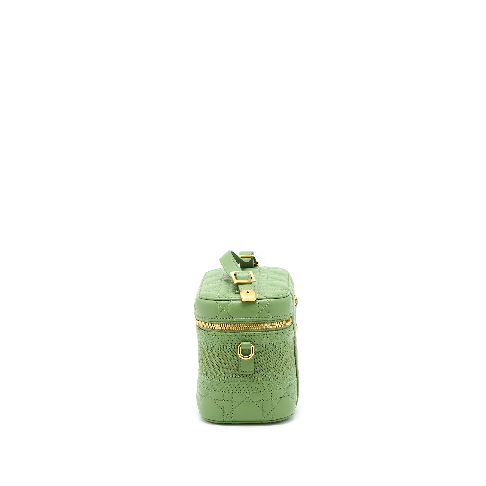 DIOR SMALL DIORTRAVEL VANITY CASE CANNAGE LAMBSKIN GREEN GHW