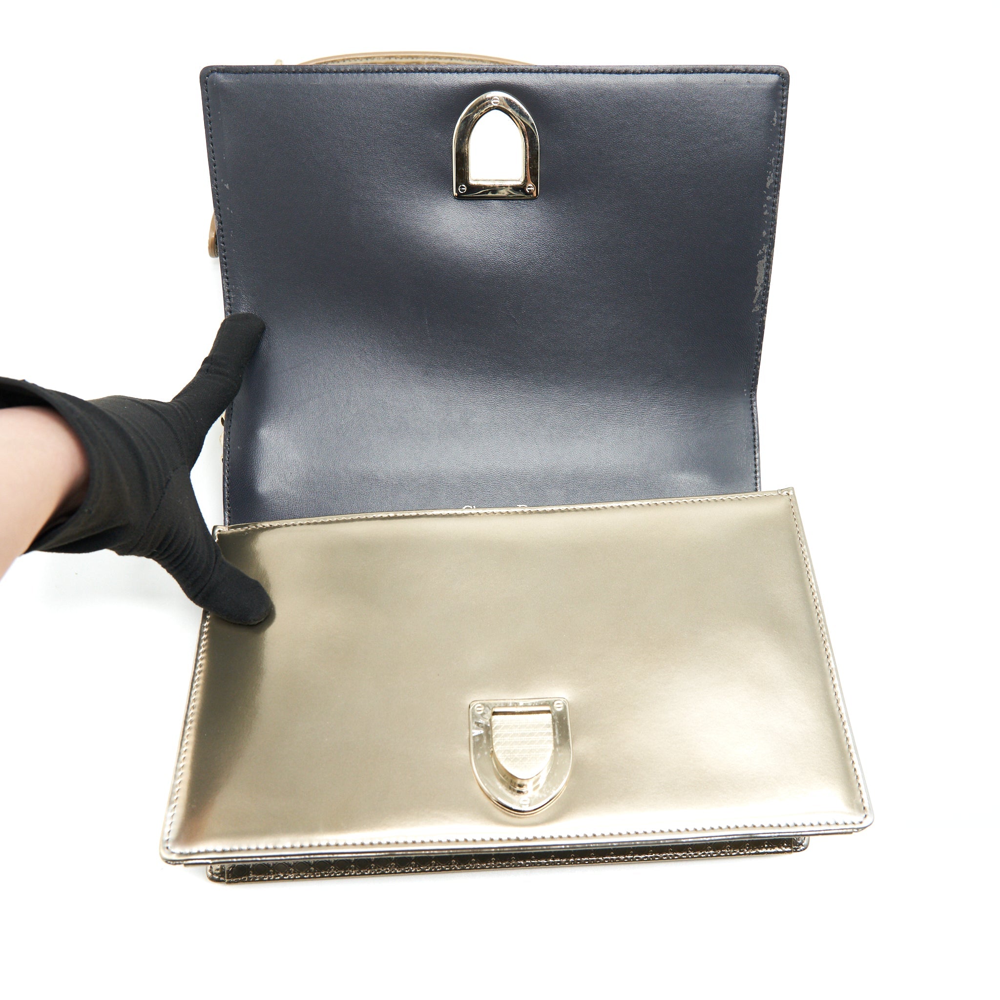 DIOR MEDIUM DIORAMA METALLIC LIGHT GOLD WITH GHW
