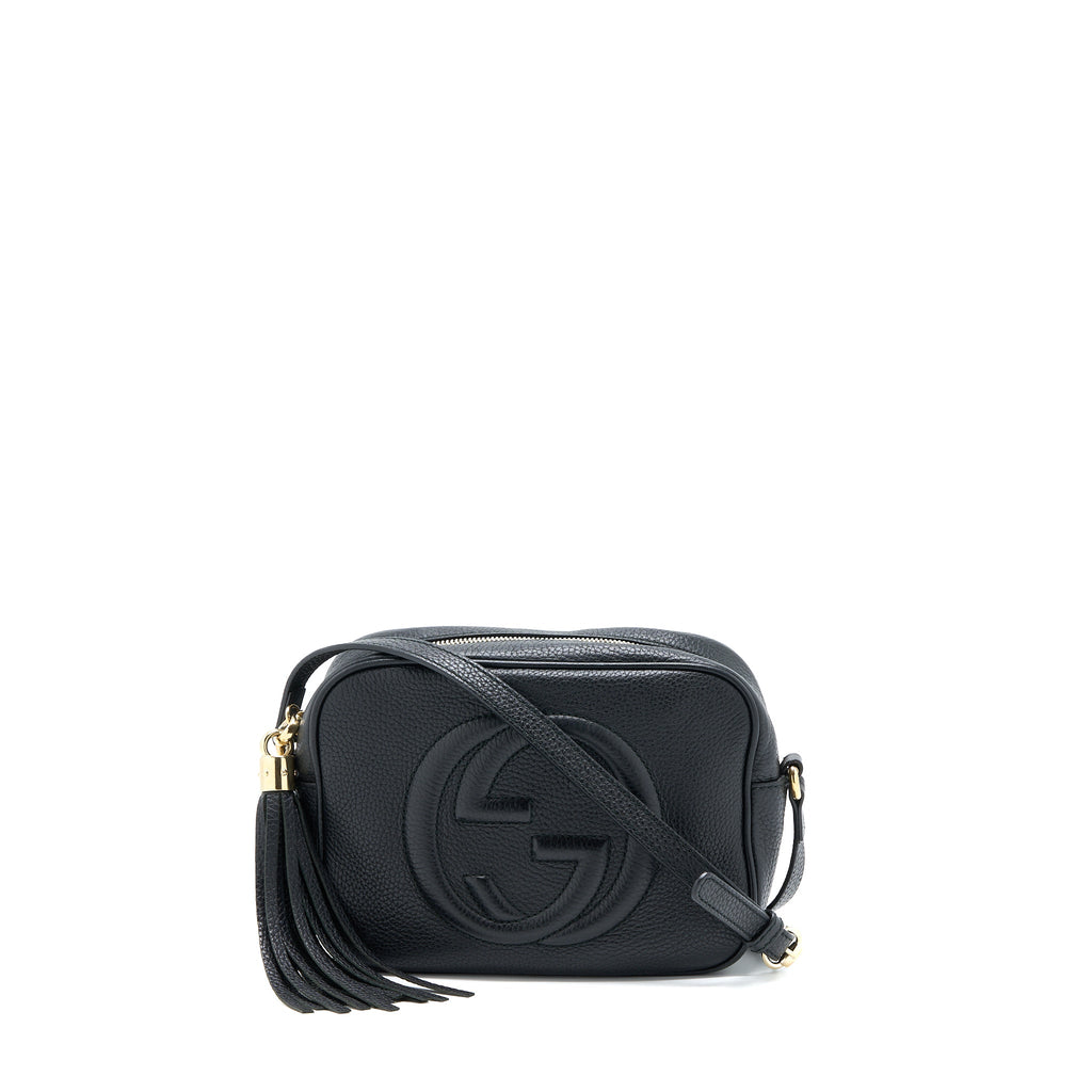 GUCCI SOHO DISCO CAMERA BAG CALFSKIN BLACK LGHW