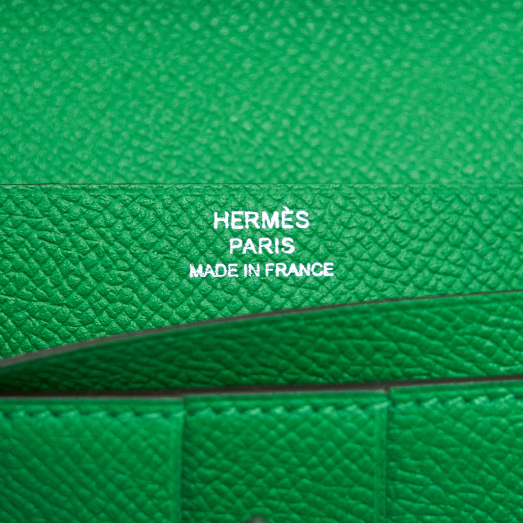 HERMES BEARN WALLET GREEN SHW EPSOM LEATHER