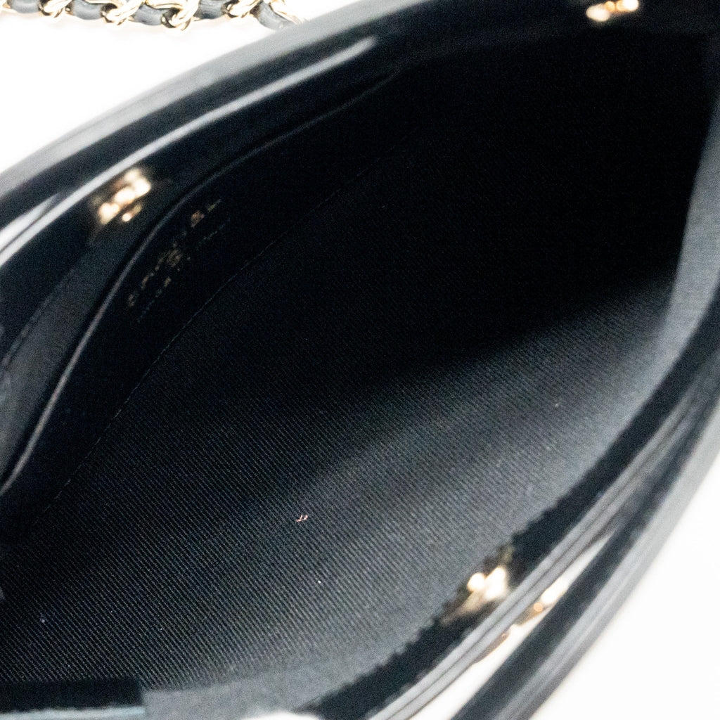 CHANEL 24C MINI 31 CLUTCH WITH CHAIN SHINY CALFSKIN BLACK LGHW (MICROCHIP)