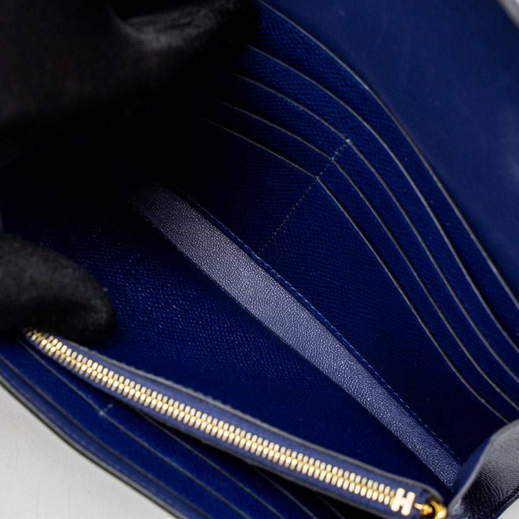 HERMES CONSTANCE LONG WALLET EPSOM BLUE GHW