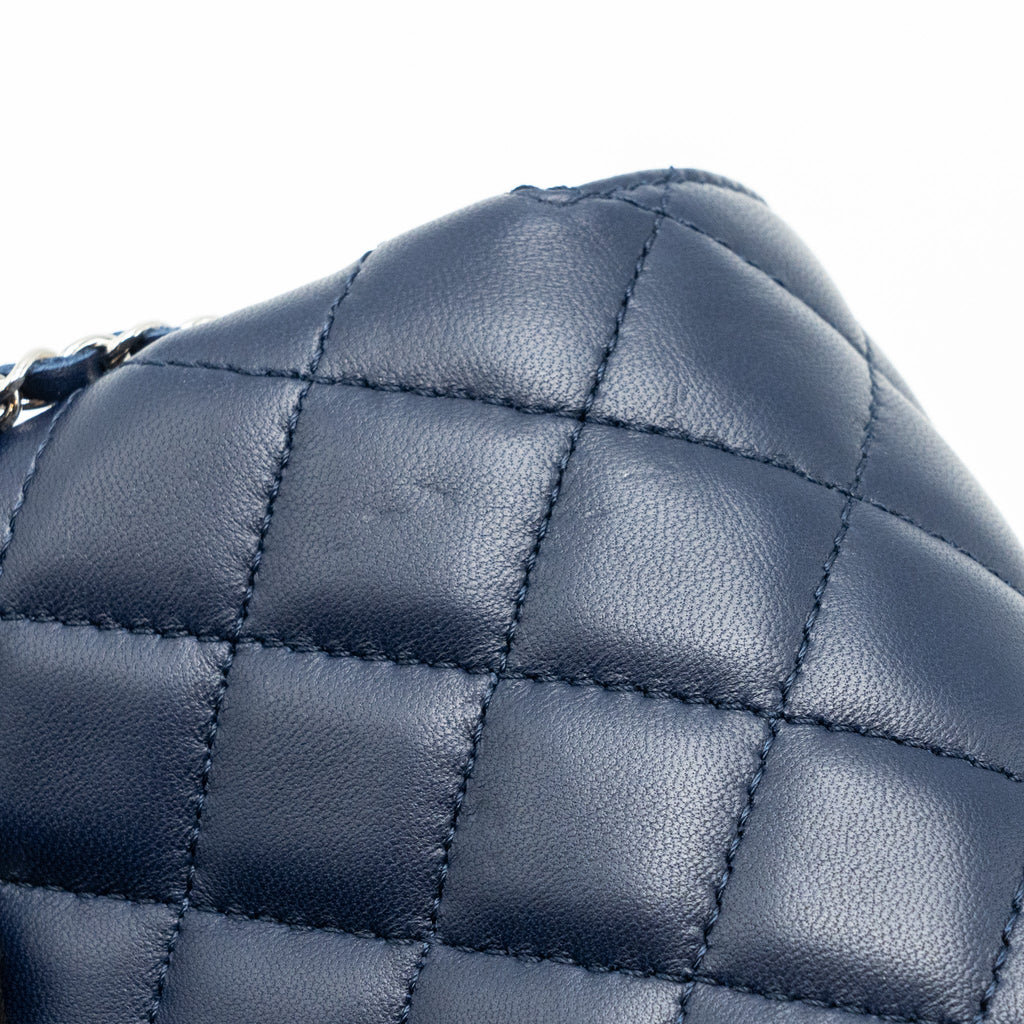 CHANEL QUILTED LONG FLAP BAG LAMBSKIN DARK BLUE SHW