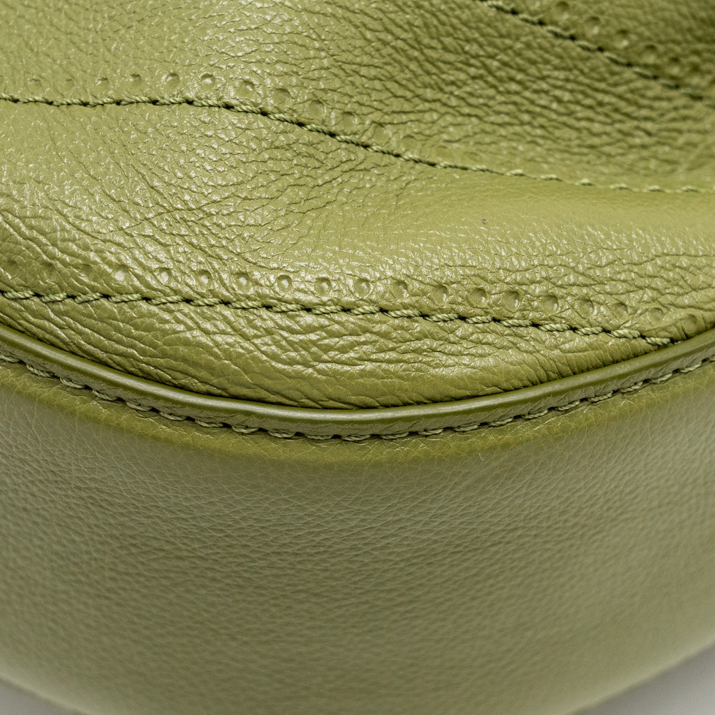 CHANEL DRAWSTRING BUCKET BAG GRAINED CALFSKIN OLIVE GREEN GHW