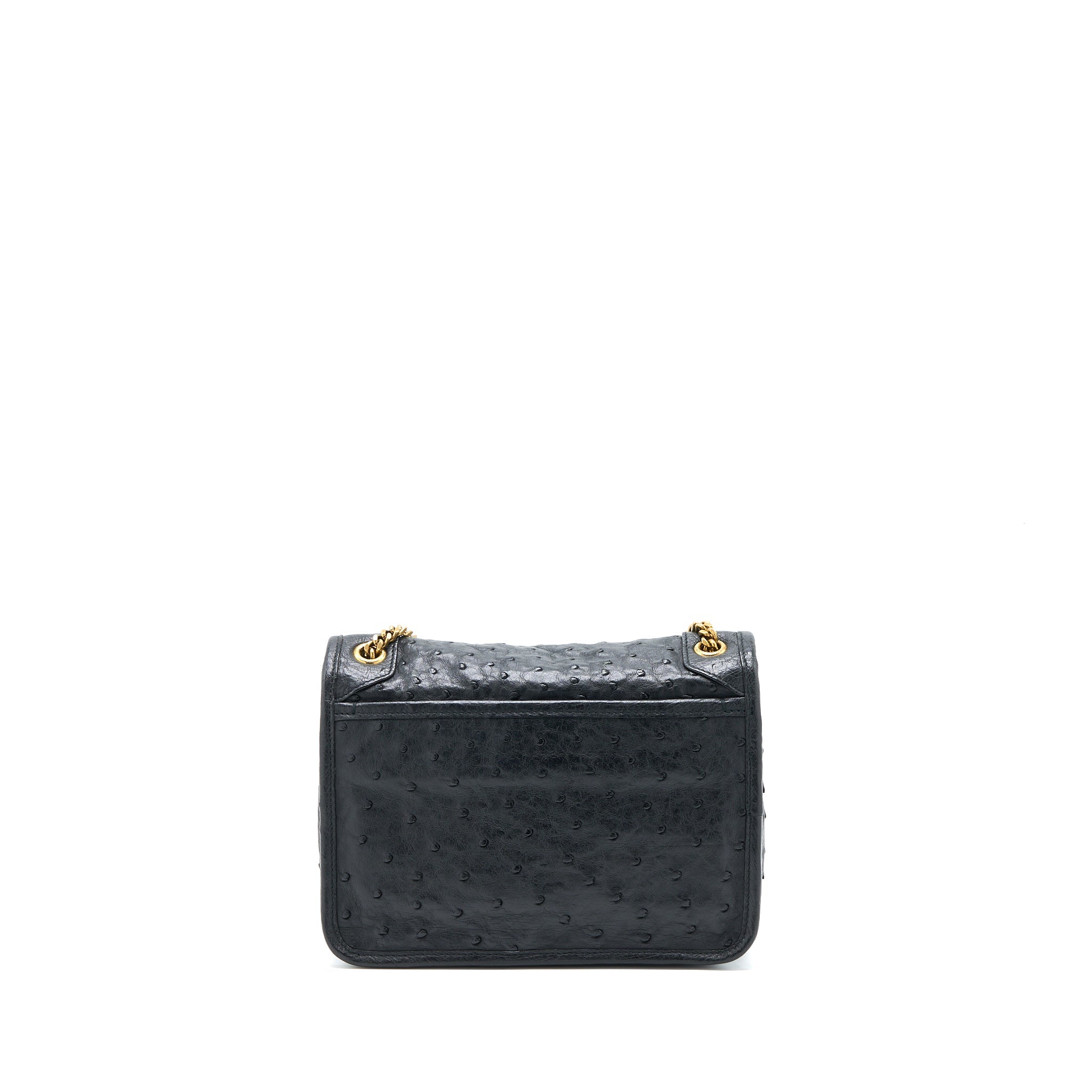 SAINT LAURENT NIKI BABY OSTRICH BLACK GHW