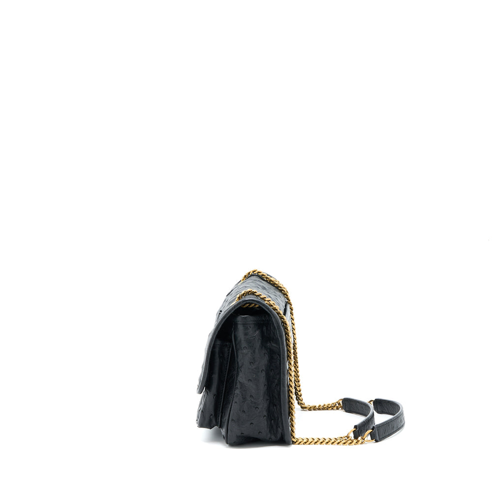 SAINT LAURENT NIKI BABY OSTRICH BLACK GHW