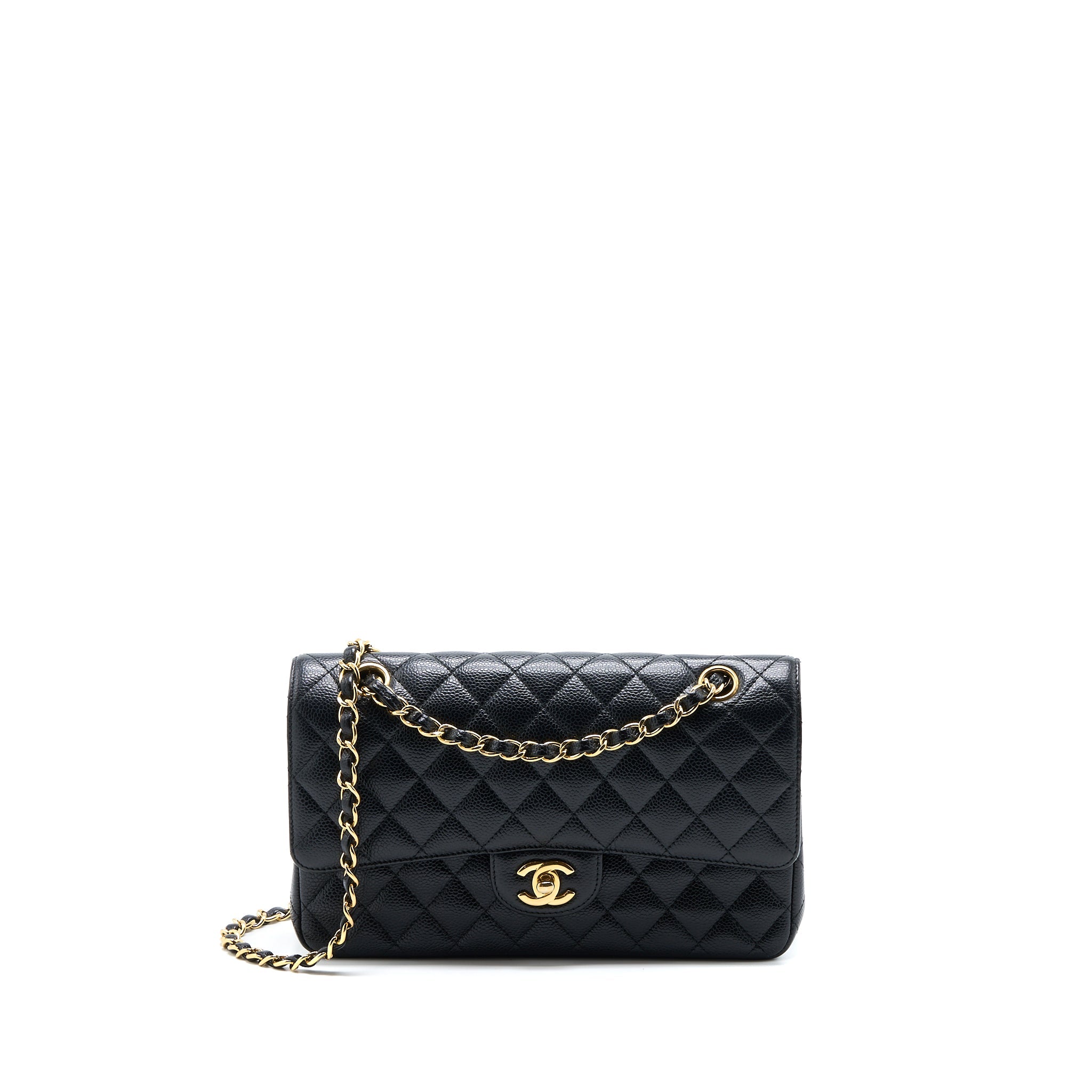 CHANEL MEDIUM CLASSIC DOUBLE FLAP BAG CAVIAR BLACK GHW