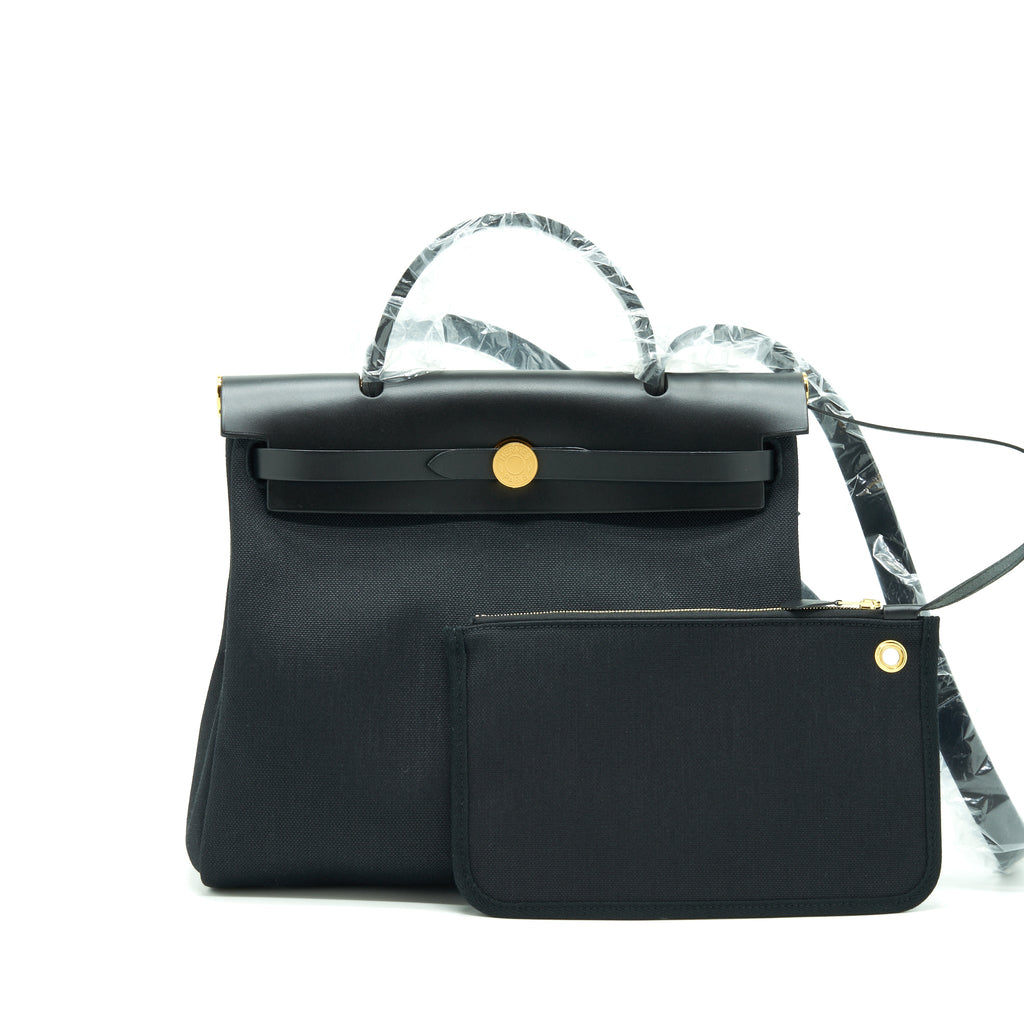 HERMES HERBAG 31 ZIP BAG BLACK GHW