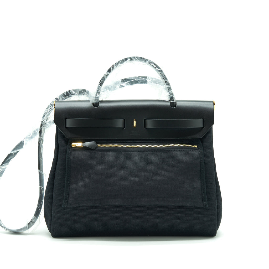HERMES HERBAG 31 ZIP BAG BLACK GHW