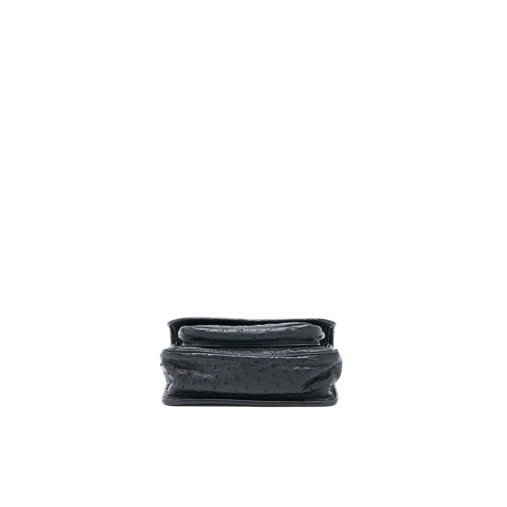 SAINT LAURENT NIKI BABY OSTRICH BLACK GHW