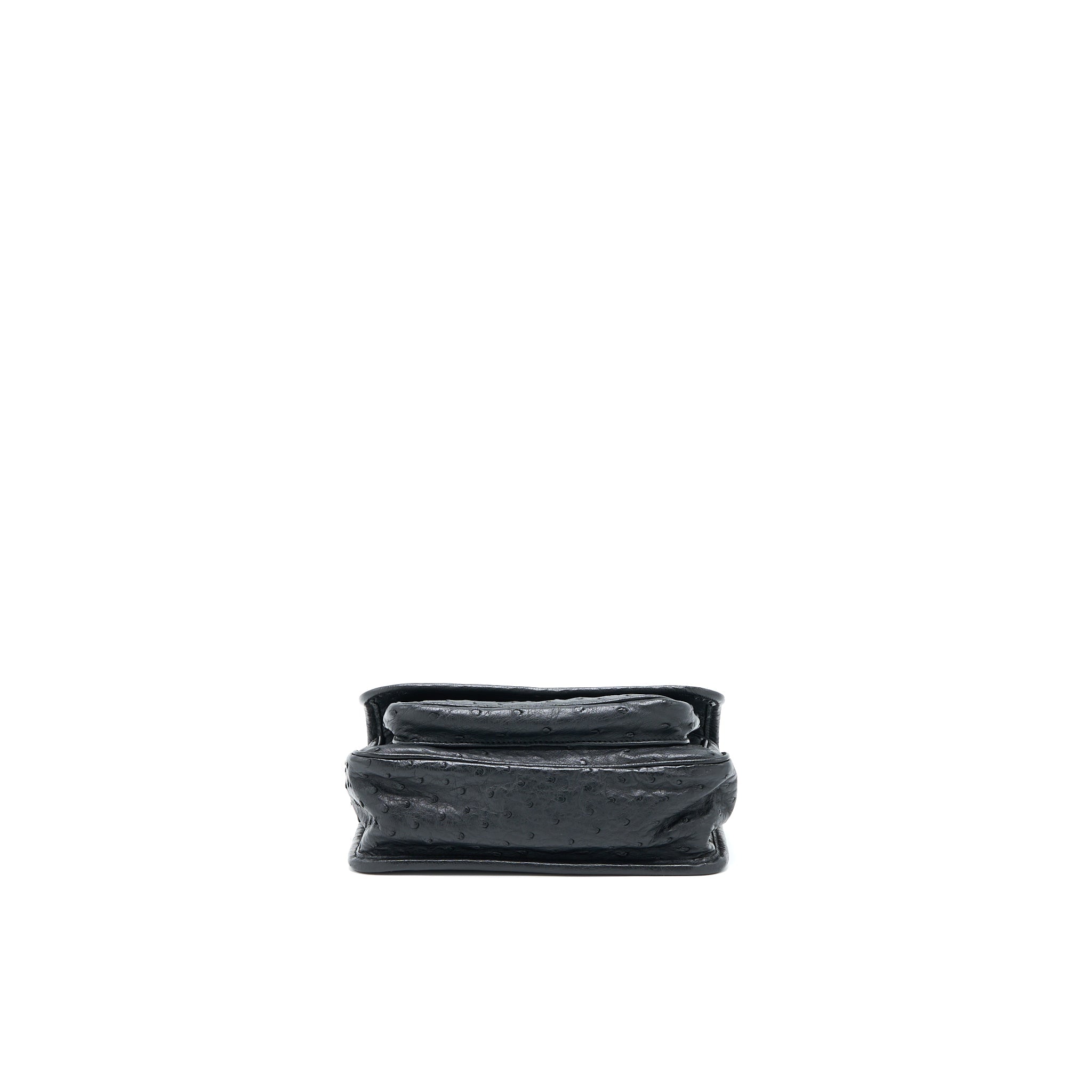 SAINT LAURENT NIKI BABY OSTRICH BLACK GHW