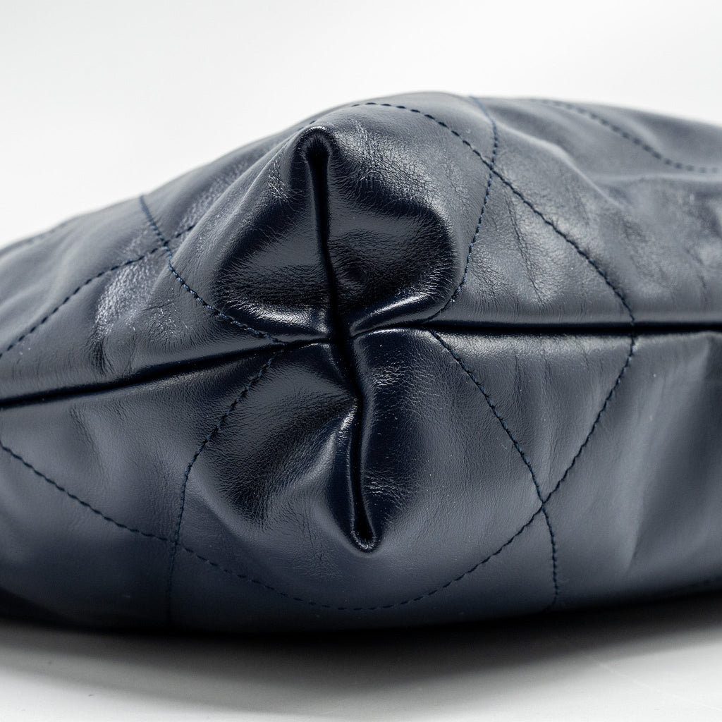 CHANEL SMALL 22 BAG CALFSKIN DARK BLUE GHW (MICROCHIP)