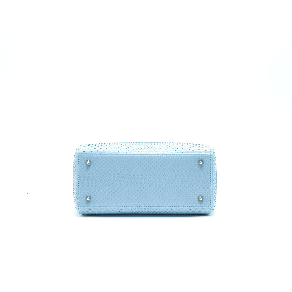 CHRISTIAN DIOR PYTHON MEDIUM LADY DIOR BAG SKYBLUE SHW WITH SMALL SCARF