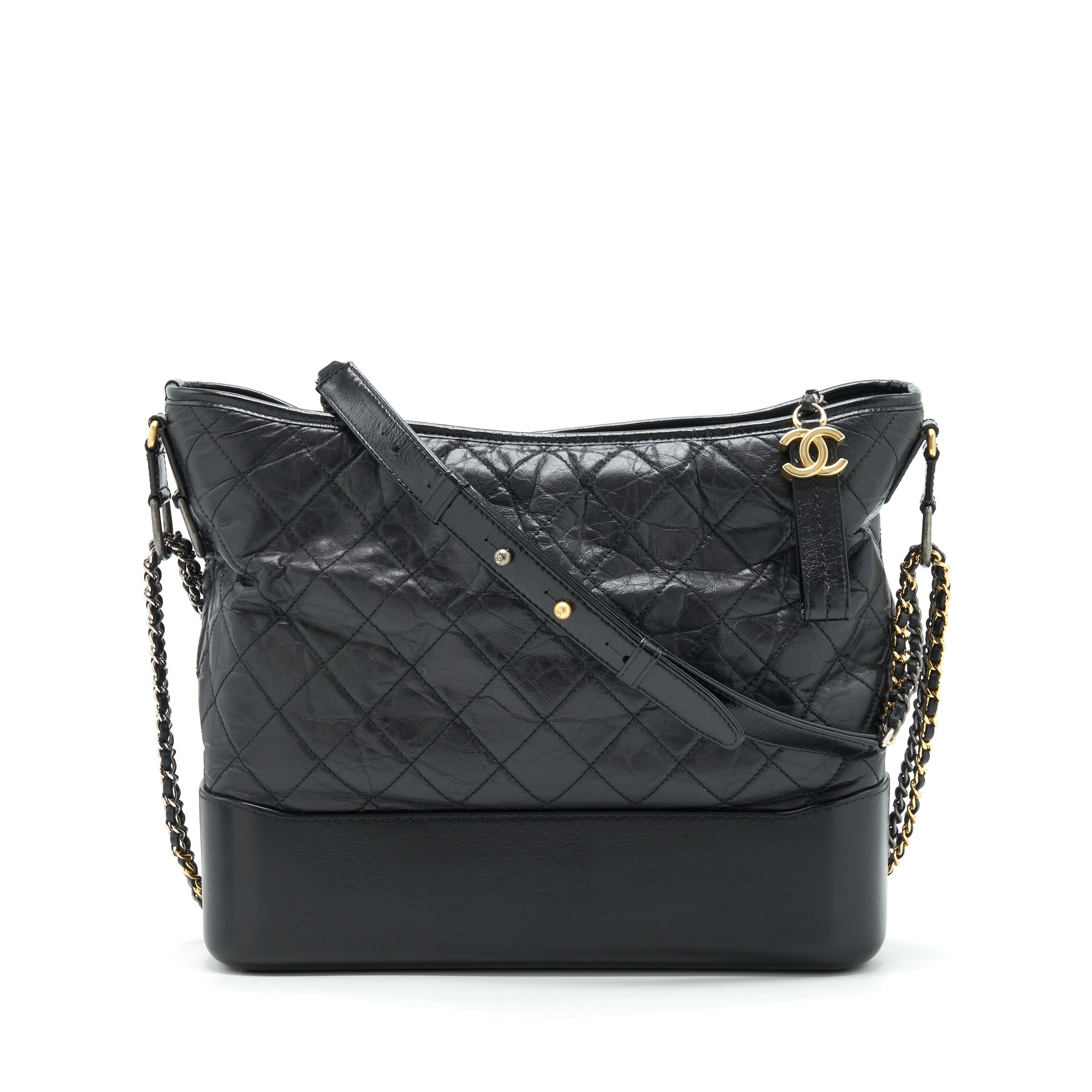 CHANEL GABRIELLE HOBO BAG XL BLACK WITH GOLD/SLIVER HARDWARE
