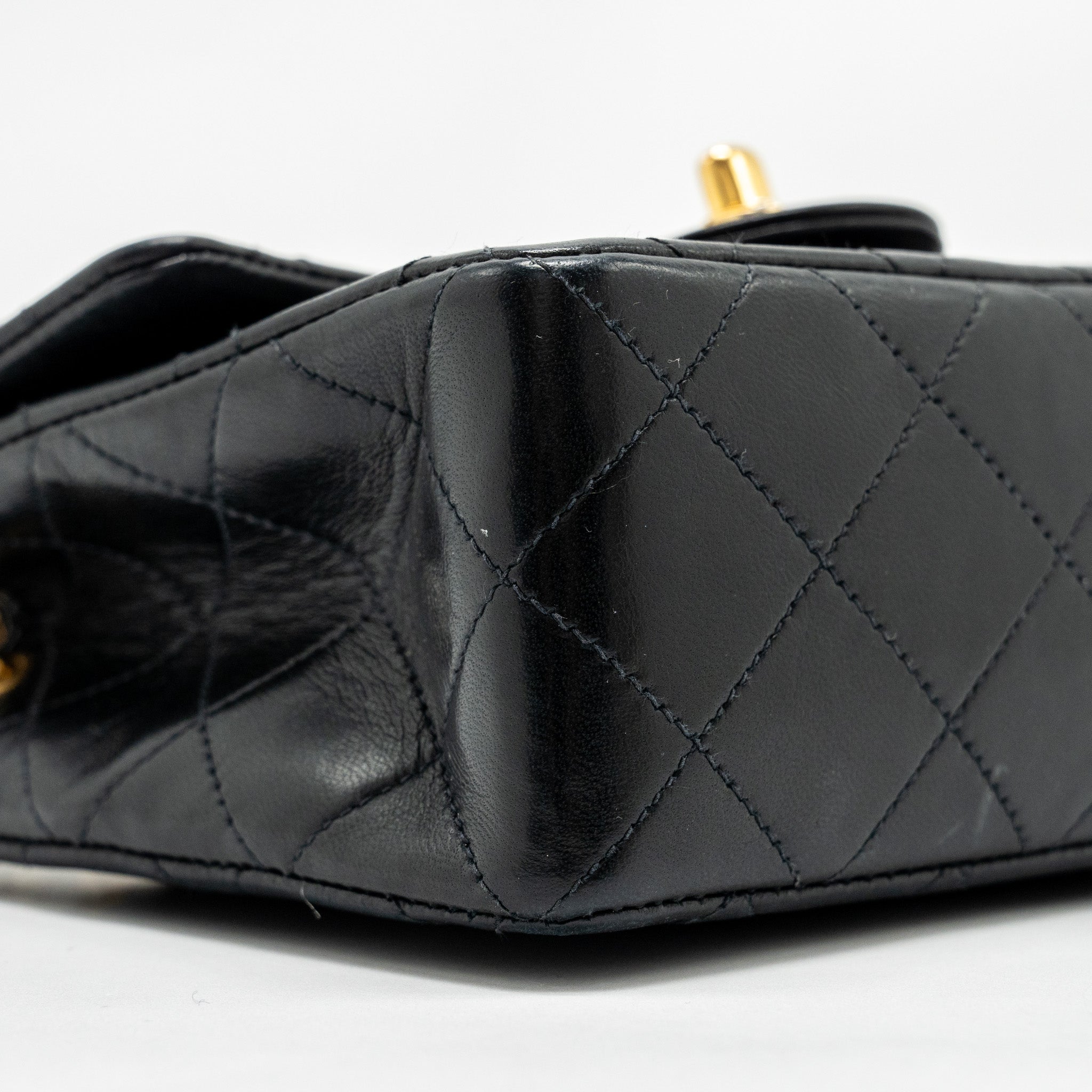 CHANEL VINTAGE MINI SQUARE FLAP BAG LAMBSKIN BLACK GHW