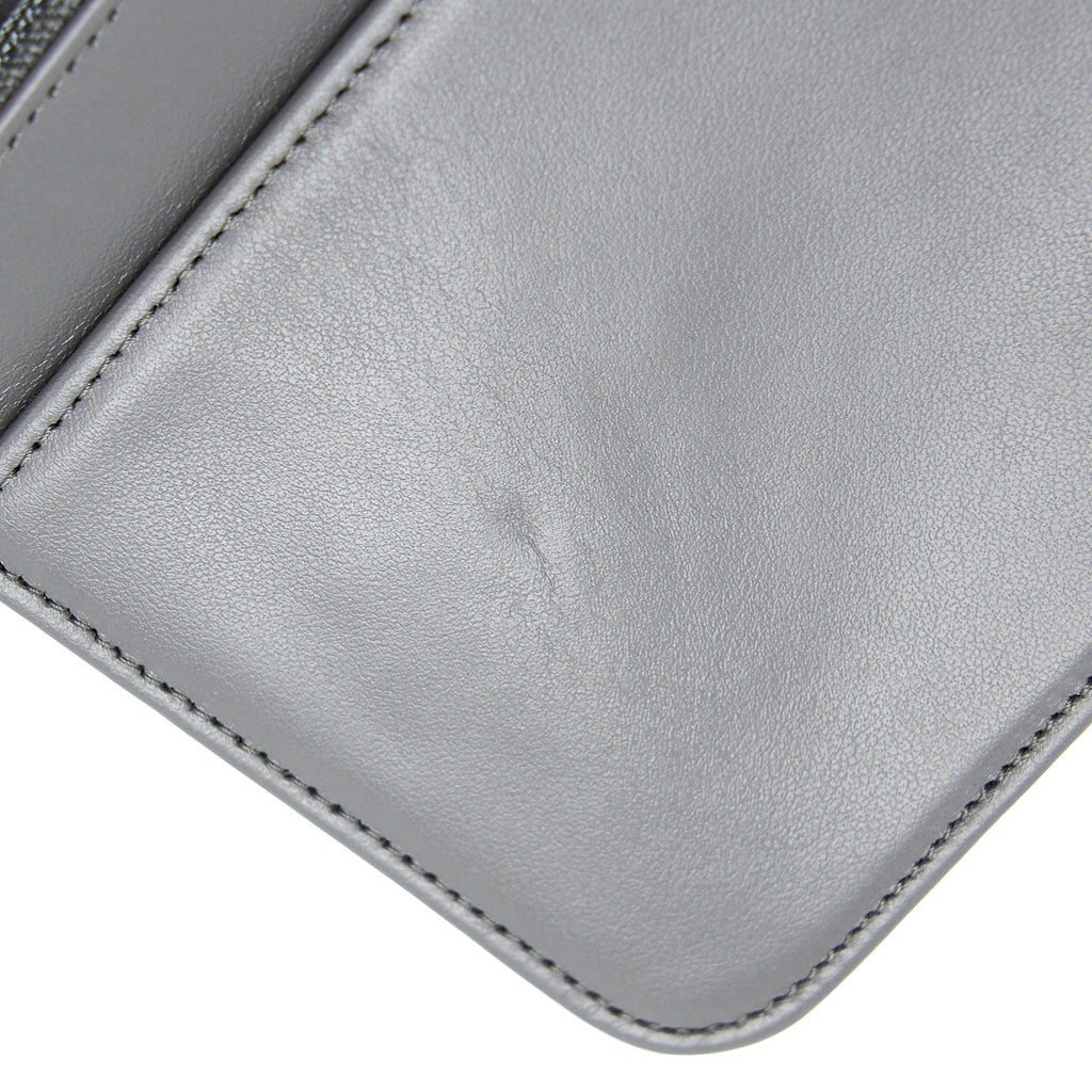 CHANEL 22A BOY WALLET ON CHAIN GRAINED CALFSKIN DARK GREY BRUSHED GHW (MICROCHIP)