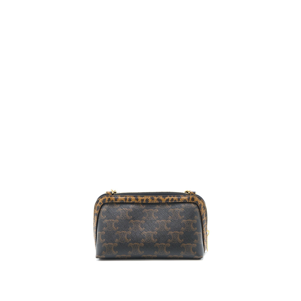 CELINE CLUTCH WITH CHAIN TRIOMPHE CANVAS LIMITED EDGE PRINT GHW