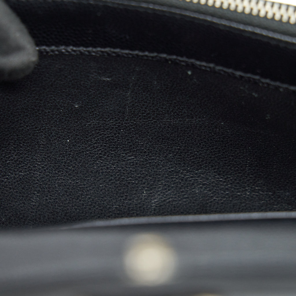 SAINT LAURENT GRAINED CALFSKIN ENVELOPE WALLET ON CHAIN BLACK SHW