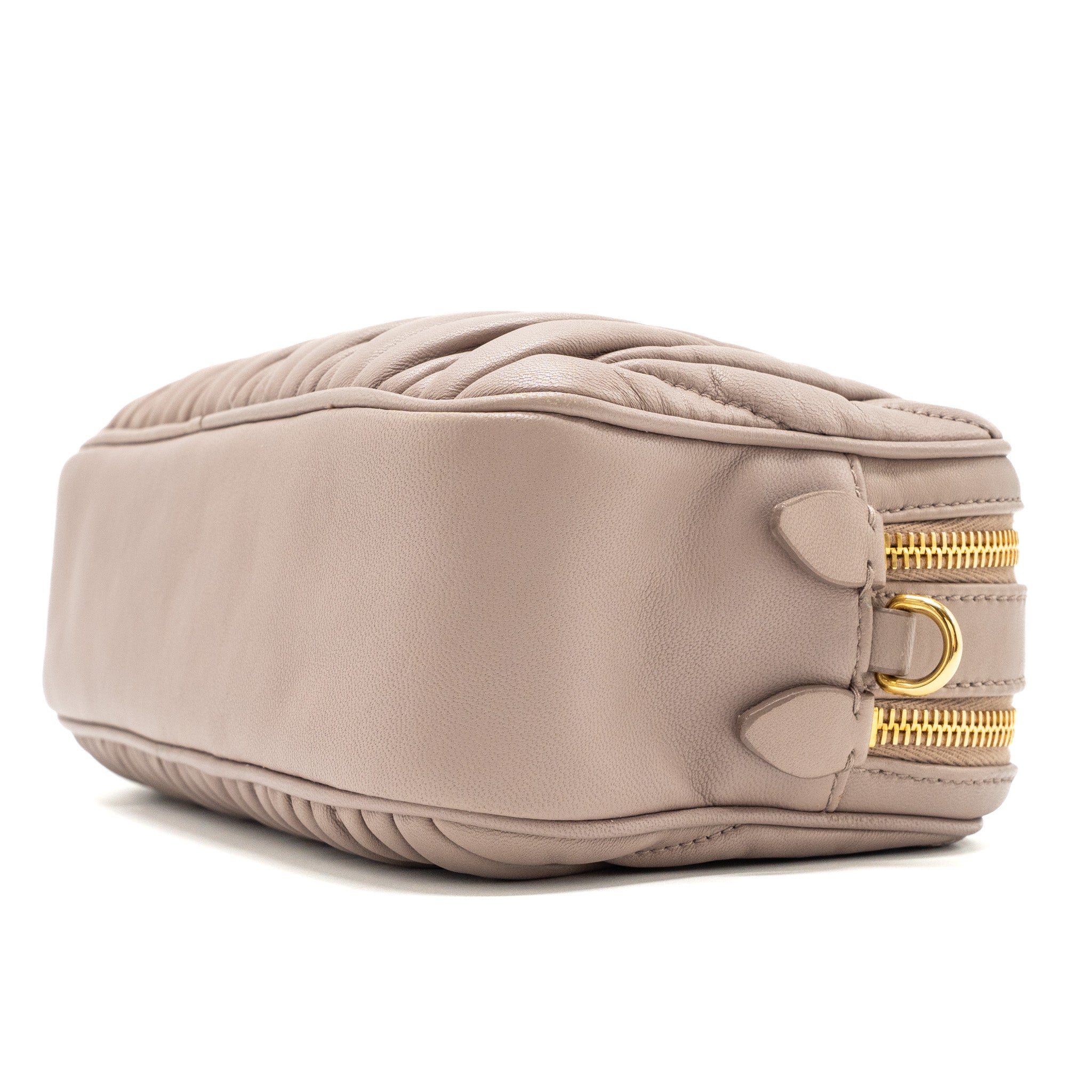 MIU MIU CAMERA CROSSBODY BAG NAPPA DUSTY PINK GHW