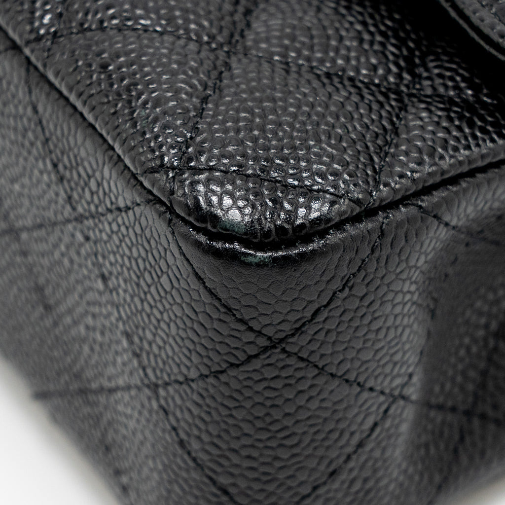 CHANEL MEDIUM CLASSIC DOUBLE FLAP BAG CAVIAR BLACK SHW