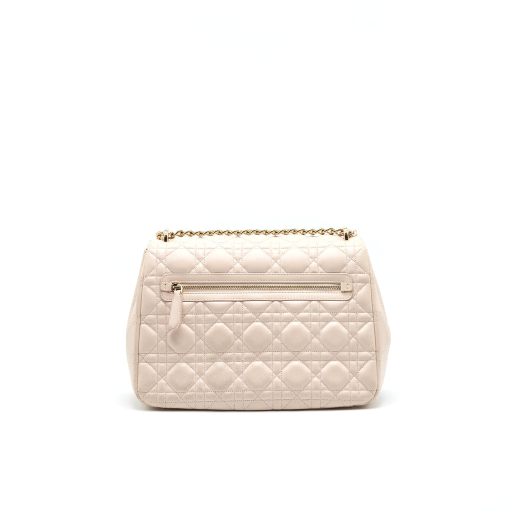 CHRISTIAN DIOR CANNAGE LEATHER MISS DIOR FLAP BAG IN LIGHT PINK LGHW