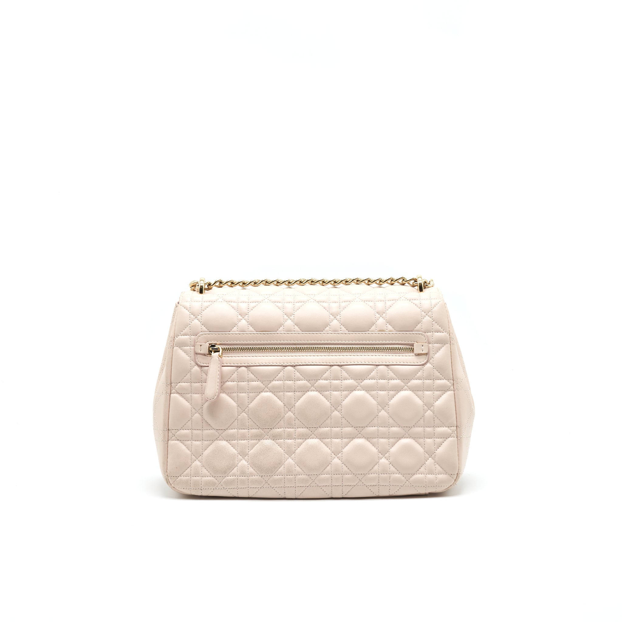CHRISTIAN DIOR CANNAGE LEATHER MISS DIOR FLAP BAG IN LIGHT PINK LGHW